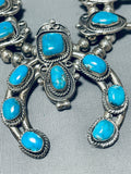 Authentic Vintage Native American Navajo Turquoise Sterling Silver Squash Blossom Necklace-Nativo Arts