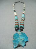 Amazing Vintage Native American Navajo Turquoise Pipestone Sterling Silver Necklace-Nativo Arts