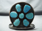 Exceptional Vintage Native American Navajo 7 Kingman Turquoise Sterling Silver Bracelet-Nativo Arts