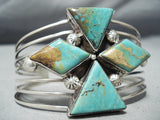 Huge Leroy James Royston Turquoise Cross Vintage Native American Navajo Sterling Silver Bracelet-Nativo Arts