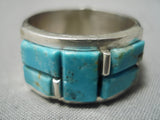 Impressive Vintage Native American Navajo Blue Gem Turquoise Vic Thomson Sterling Silver Ring-Nativo Arts