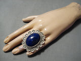 Stunning Vintage Navajo Lapis Sterling Silver Ring Native American-Nativo Arts