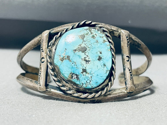 Gasp! Rare Mine Vintage Native American Navajo Turquoise Sterling Silver Bracelet-Nativo Arts