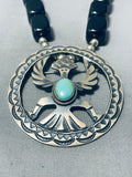 Chunky Onyx Vintage Native American Navajo Turquoise Sterling Silver Necklace-Nativo Arts