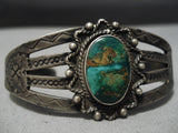 Early 1900s Vintage Native American Navajo High Grade Royston Turquoise Sterling Silver Bracelet-Nativo Arts