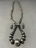 Tremendous Native American Navajo Sterling Silver Necklace And Earring Set-Nativo Arts