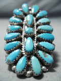 Louis Morgan Vintage Native American Navajo Turquoise Cluster Sterling Silver Ring Old-Nativo Arts
