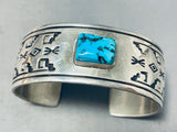 Magnificent Native American Navajo Sleeping Beauty Turquoise Sterling Silver Bracelet-Nativo Arts