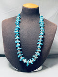 Native American Traditional Vintage Santo Domingo Old Kingman Turquoise Heishi Necklace-Nativo Arts