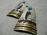 Authentic Vintage Native American Navajo Thomas Singer Turquoise Sterling Silver Earrings-Nativo Arts