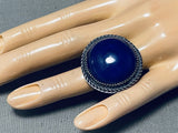 Beautiful Vintage Native American Navajo Lapis Dome Sterling Silver Huge Ring-Nativo Arts