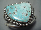 Vivid Rare Vintage Native American Navajo #8 Turquoise Sterling Silver Bracelet Old-Nativo Arts