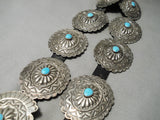 Fabulous Vintage Native American Navajo Turquoise Sterling Silver Concho Belt Old-Nativo Arts