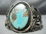 Museum Vintage Native American Navajo Royston Turquoise Leaf Galore Sterling Silver Bracelet Old-Nativo Arts