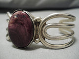 Stunning Vintage Native American Navajo Purple Shell Sterling Silver Bracelet-Nativo Arts
