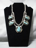 One Of The Best Vintage Native American Navajo Blue Diamond Turquoise Sterling Silver Necklace-Nativo Arts