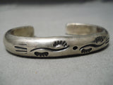 Thick And Heavy!! Vintage Native American Navajo Sterling Silver Bracelet Old-Nativo Arts