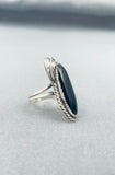 Superb Vintage Native American Navajo Jet Sterling Silver Ring-Nativo Arts
