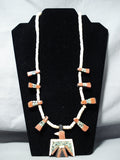 Native American Early 1900's Vintage Santo Domingo Turquoise Sterling Silver Necklace Old-Nativo Arts
