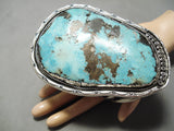 One Of The Biggest Vintage Native American Navajo Turquoise Sterling Silver Bracelet On Internet-Nativo Arts