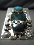 Astonishing Vintage Native American Navajo Blue Gem Turquoise Sterling Silver Ring-Nativo Arts