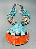 Native American Huge Vintage Santo Domingo Turquoise Shell Sterling Silver Heishi Necklace-Nativo Arts