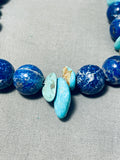 Unbelievable Native American Navajo Turquoise & Lapis Sterling Silver Necklace-Nativo Arts