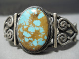 Museum High Grade Vintage Native American Navajo #8 Turquoise Sterling Silver Coil Bracelet-Nativo Arts