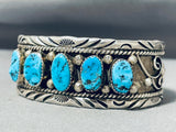 Fabulous Vintage Native American Navajo 5 Morenci Turquoise Sterling Silver Bracelet-Nativo Arts
