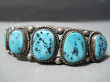 Superior Vintage Native American Navajo Sleeping Beauty Turquoise Sterling Silver Bracelet Old-Nativo Arts