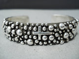 Cross Handmade Detailed Navajo Sterling Silver Bracelet Native American-Nativo Arts