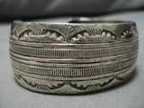 Superior Vintage Navajo Sun Plant Sterling Silver Native American Bracelet Cuff-Nativo Arts