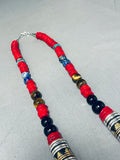 Authentic Singer Native American Navajo Coral Sterling Silver Turquoise Necklace-Nativo Arts