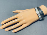 David Benally Vintage Native American Navajo Opal Sterling Silver Geomtric Bracelet-Nativo Arts