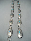 Spectacular Vintage Native American Navajo Old Kingman Turquoise Sterling Silver Concho Belt-Nativo Arts