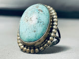 Marvelous Vintage Native American Navajo #8 Turquoise Sterling Silver Ring-Nativo Arts
