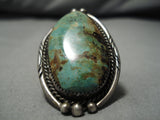 One Of Largest Vintage Native American Navajo Royston Turquoise Sterling Silver Ring Old-Nativo Arts