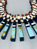 Native American One Of The Best Ever Santo Domingo Turquoise Ehsll Inlay Necklace-Nativo Arts