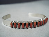 Wonderful Zuni Coral Sterling Silver Bracelet Native American-Nativo Arts