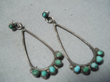 Exquisite Vintage Native American Navajo Blue Green Turquoise Sterling Silver Earrings Old-Nativo Arts