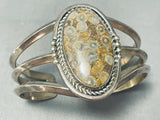 Grey Spotted Jasper Rare Vintage Native American Navajo Sterling Silver Bracelet-Nativo Arts