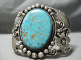 Heavy Vintage Native American Navajo Old Morenci Turquoise Sterling Silver Bracelet Cuff-Nativo Arts
