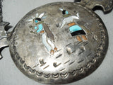 One Of The Best Vintage Native American Navajo Turquoise Inlay Sterling Silver Necklace Old-Nativo Arts