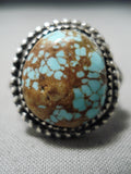 Important Vintage Native American Navajo Jeanette Dale #8 Turquoise Sterling Silver Ring-Nativo Arts
