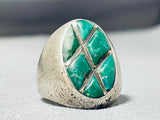 Huge Heavy Vintage Native American Navajo Cerrillos Turquoise Sterling Silver Ring-Nativo Arts