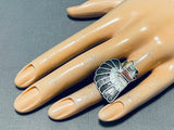 Opulent Detail Vintage Native American Zuni Chief Turquoise Sterling Silver Ring Old-Nativo Arts