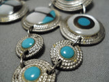 Museum Quality Vintage Native American Navajo Turquoise Chandelier Sterling Silver Earrings-Nativo Arts