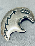 Fabulous Vintage Native American Navajo Sterling Silver Handcarved Bear Pin-Nativo Arts