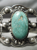 Old Old Vintage Native American Navajo Domed Cerrillos Turquoise Sterling Silver Swirl Bracelet-Nativo Arts