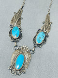 One Of A Kind Vintage Native American Hopi Morenci Turquoise Sterling Silver Necklace-Nativo Arts